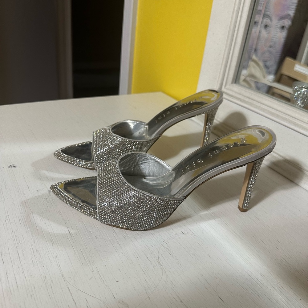 Silver Rhinestone Women's Heels